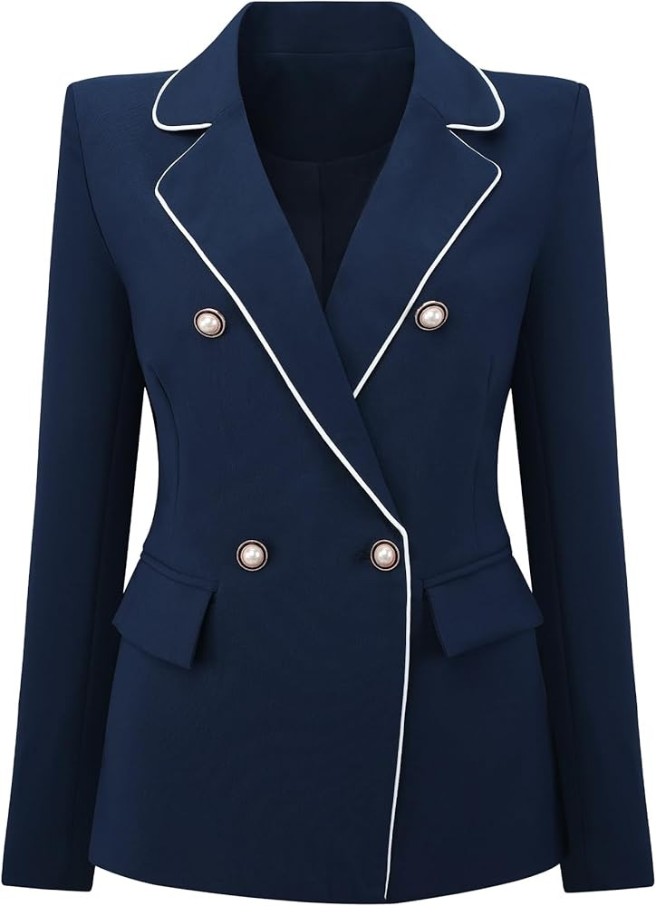 Women's Double Breasted Work Blazer Business 2025 Casual Suit Jacket | Amazon (US)