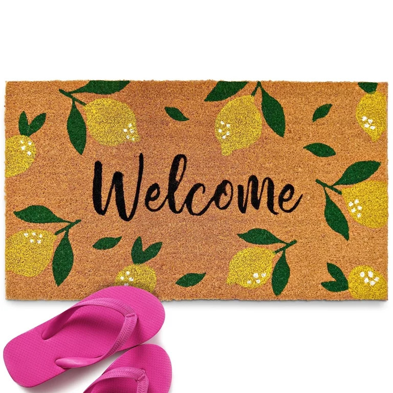 Welcome Lemons Doormat 30x17 Inch Welcome Mat Outdoor Coir Door Mat | Walmart (US)