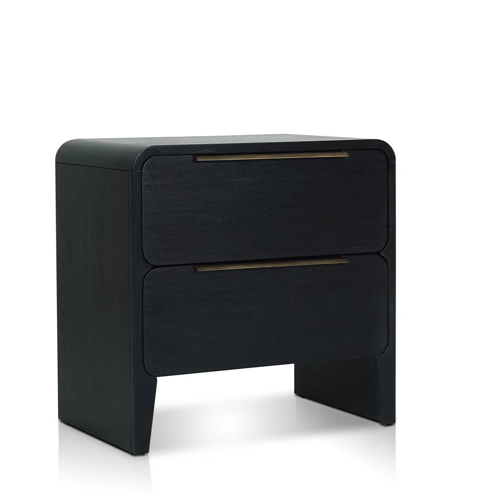 Latitude Run® Haruye Night Stand With 2 Drawers In Black & Antique Brass Finish | Wayfair | Wayfair North America