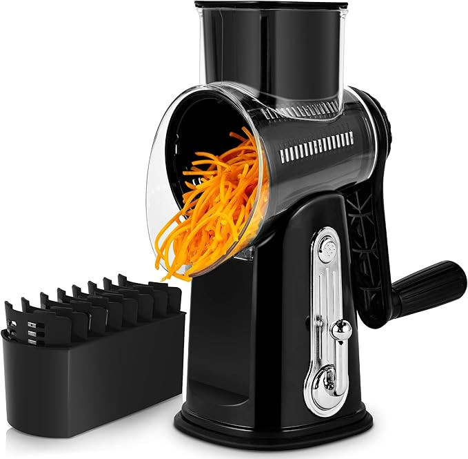 SUSTEAS Rotary Cheese Grater with Handle - Vegetable Shredder with 5 Well-designed Blades & Stron... | Amazon (US)