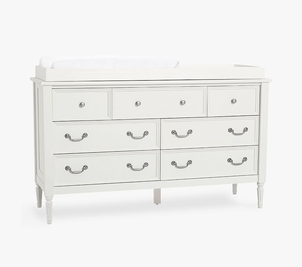 Blythe Extra Wide Nursery Dresser & Topper, French White | Pottery Barn Kids
