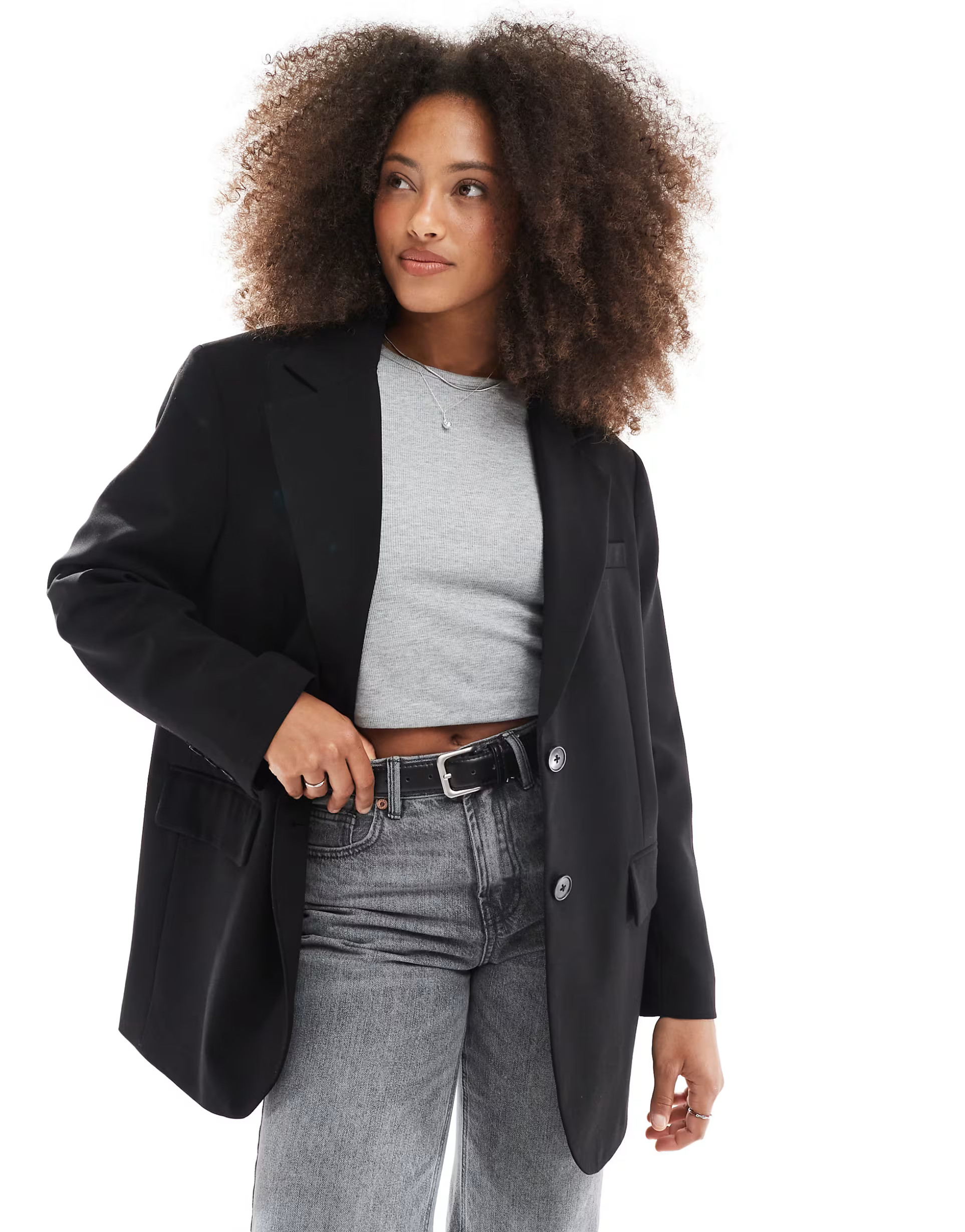 Stradivarius oversized blazer in black | ASOS | ASOS (Global)