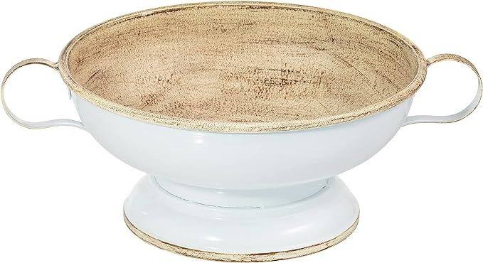 Ka Home Distressed Metal Bowl for Decorative Centerpiece, Table, Home Decor - Rustic White Large ... | Amazon (US)
