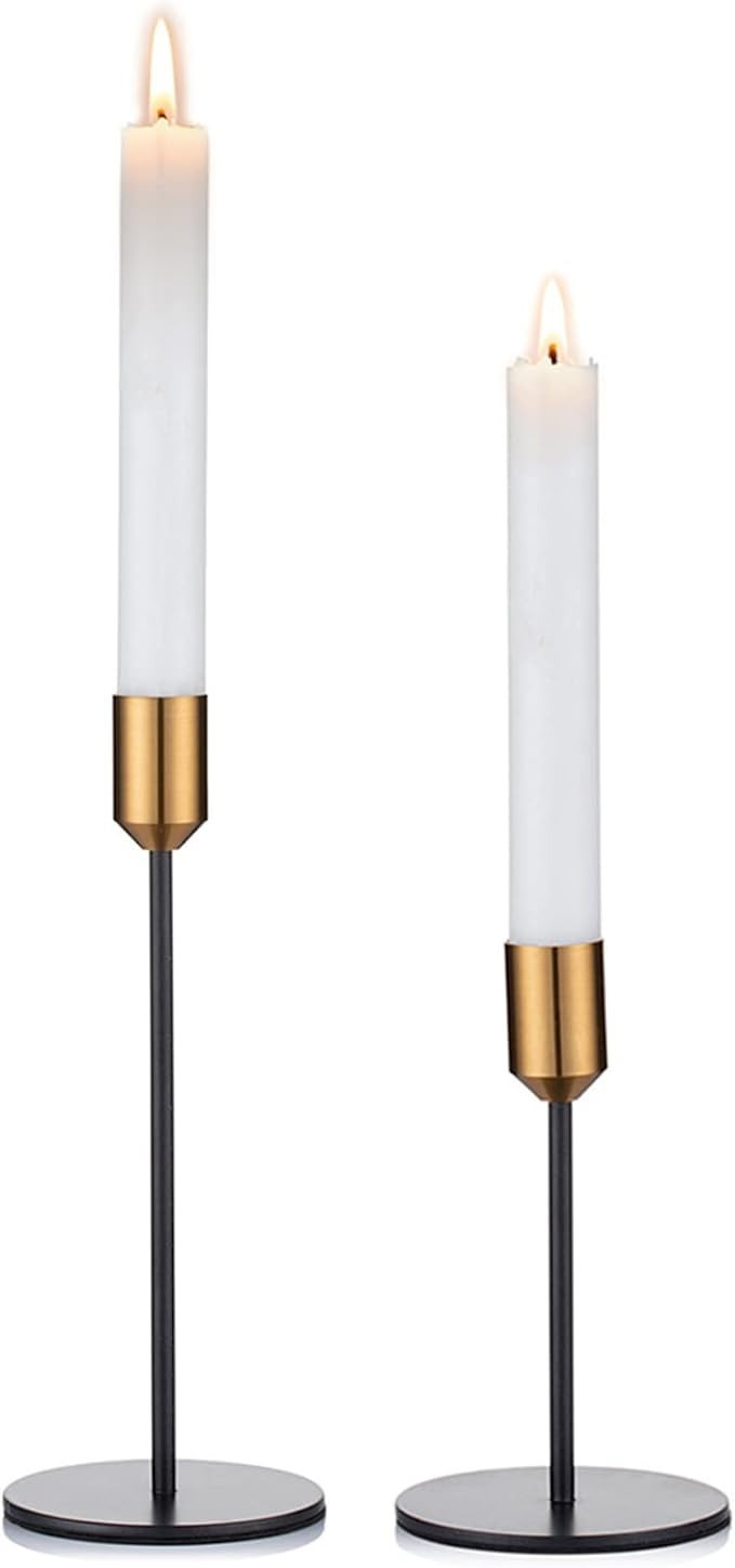 Amazon.com: Nuptio Candlestick Holders Taper Candle Holders, 2 Pcs Candle Stick Holders Set, Gold... | Amazon (US)