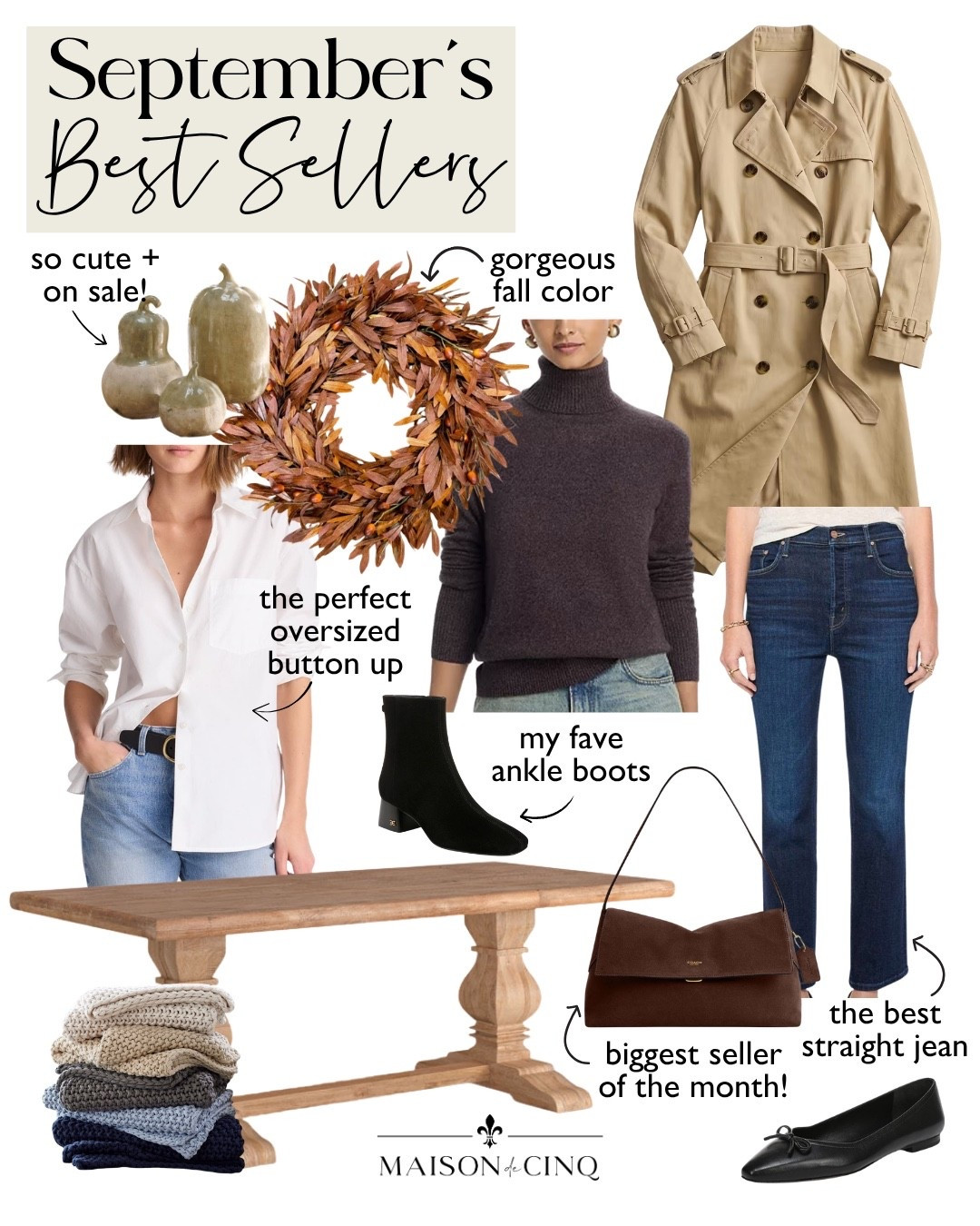 All your favorites in September! Including the best straight jean, my fave angel boot, the perfect fall bag,  pretty fall wreath, trench coat, and more!

#LTKSeasonal #LTKOver40 #LTKHome