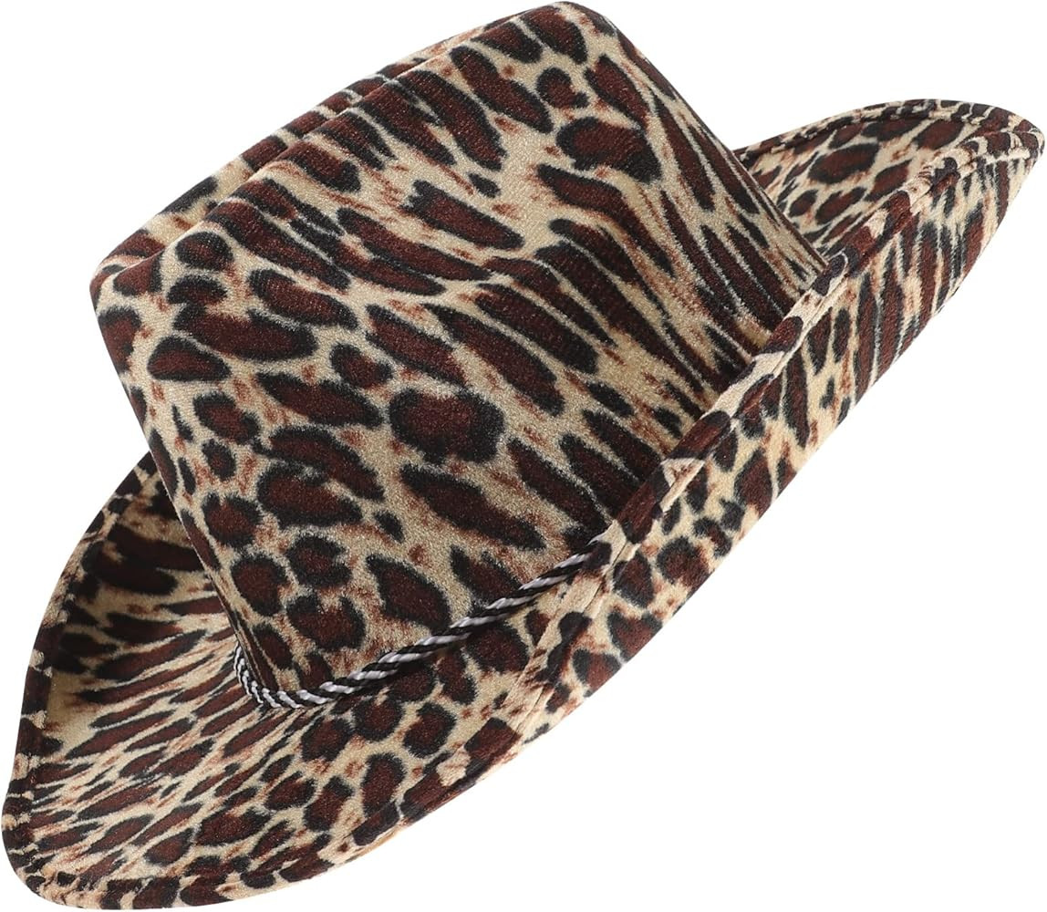 jojofuny Zebra Print Cowboy Hat Cowgirl Hat Western Accessory Felt Hats Cowboy Hat with Adjustabl... | Amazon (US)