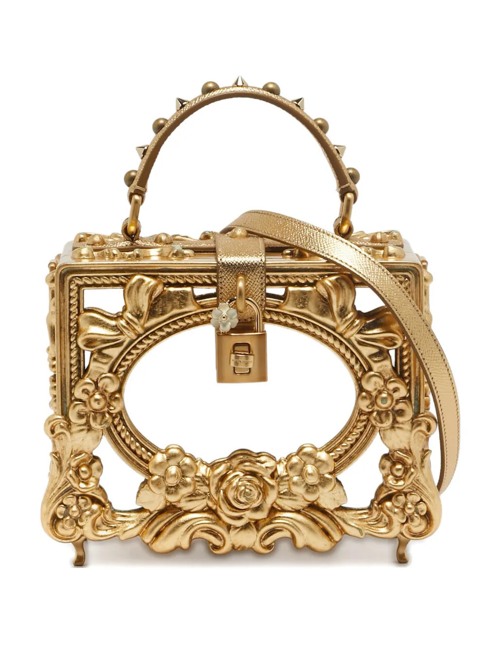 Dolce & Gabbana Pre-Owned floral clasp box bag - Gold | Farfetch Global
