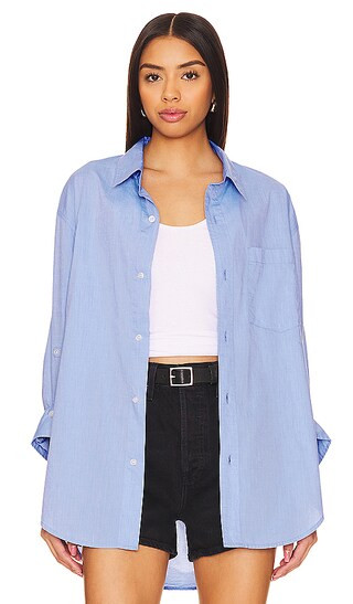 Kayla Shirt in Blue End On End | Revolve Clothing (Global)