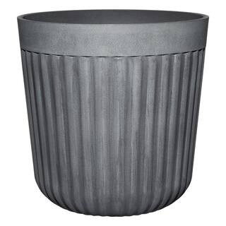 CHG CLASSIC HOME & GARDEN Arlington Fluted 15 in. x 15 in. Shadow Slate Resin Self-Watering Plant... | The Home Depot