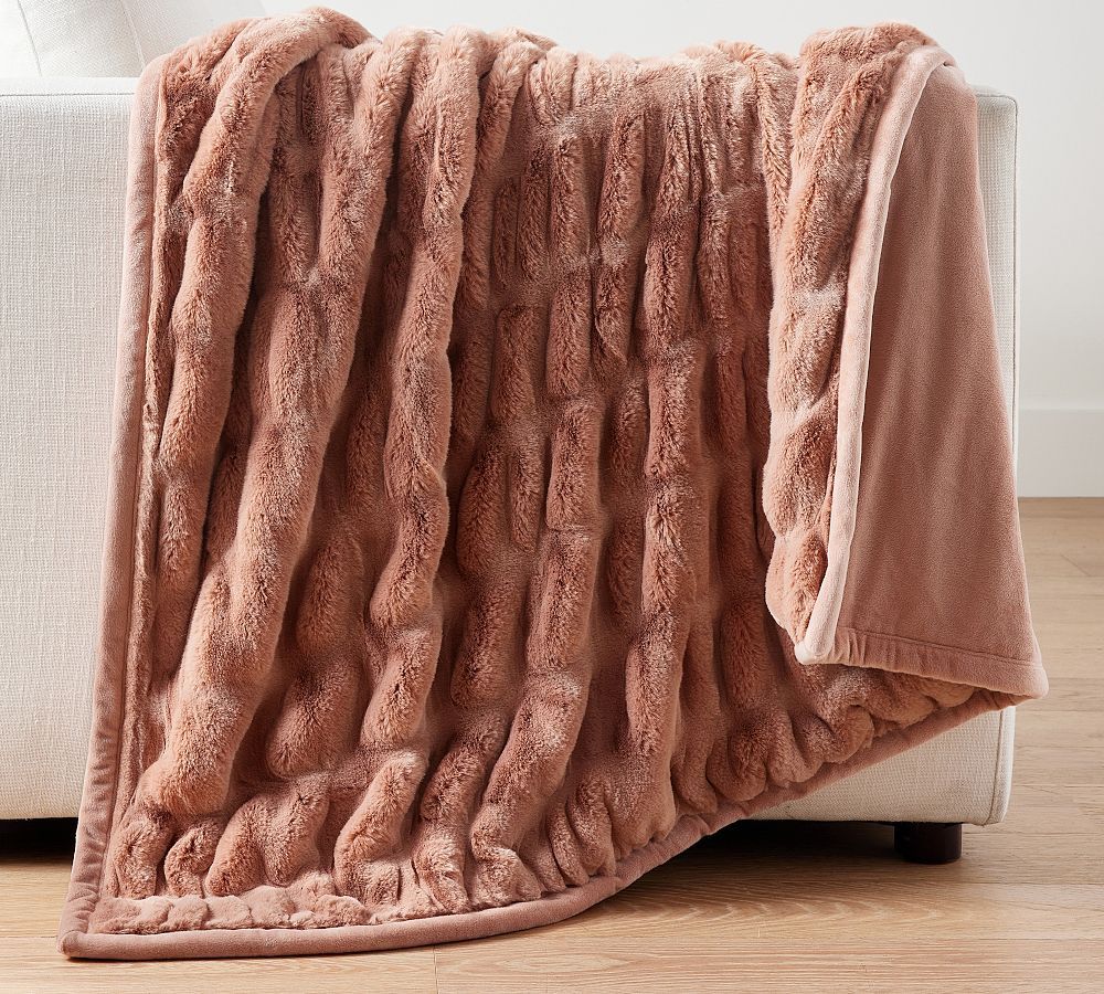 Faux Fur Ruched Throw | Pottery Barn (US)