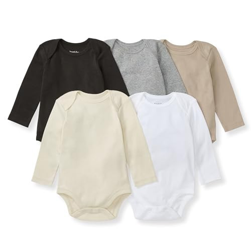 Burt's Bees Baby Organic Cotton Bodysuits – Baby Boy & Girl Short and Long Sleeve One-Pieces, 5-Pack | Amazon (US)