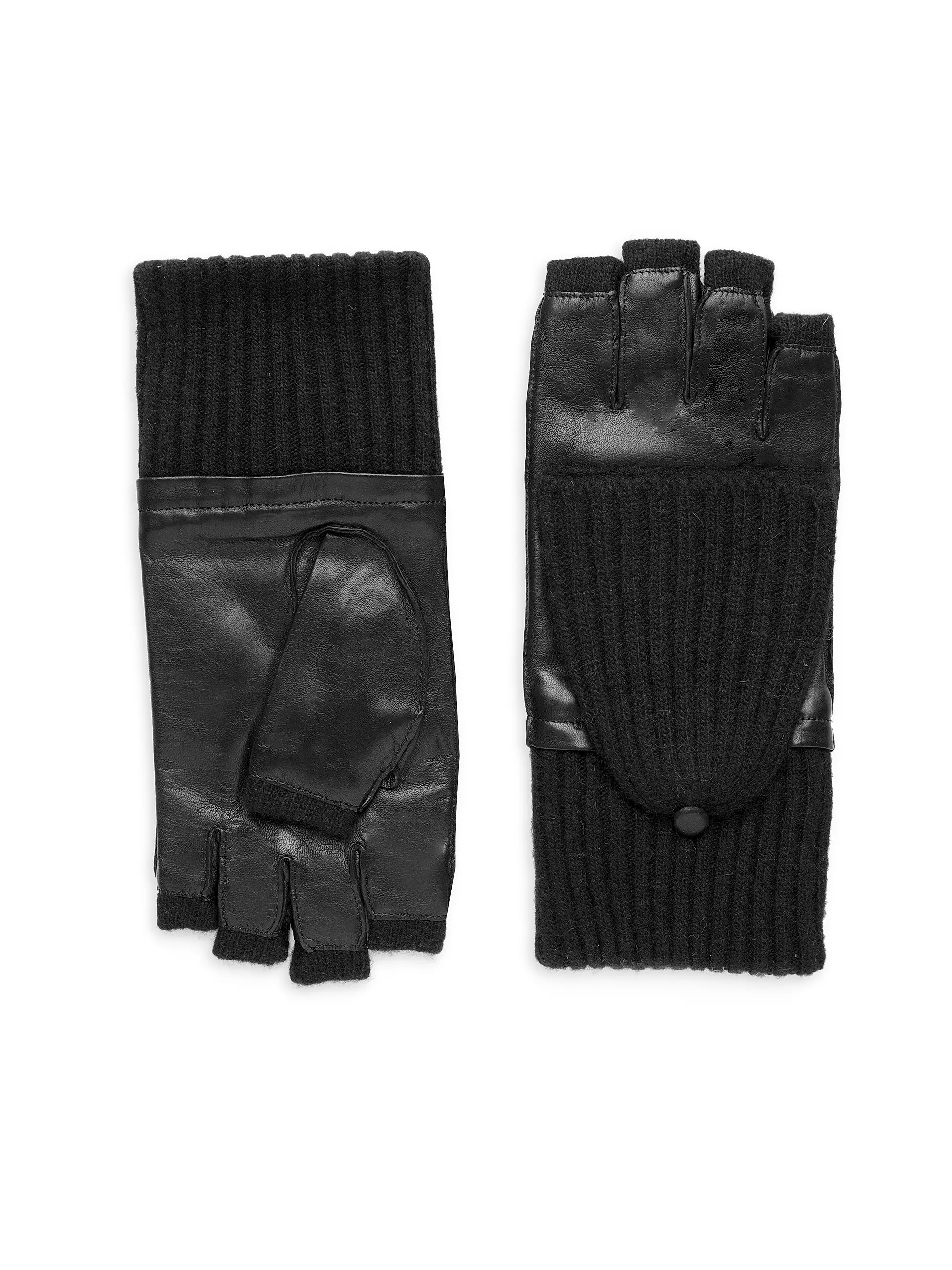Leather & Cashmere-Blend Fingerless Gloves | Saks Fifth Avenue