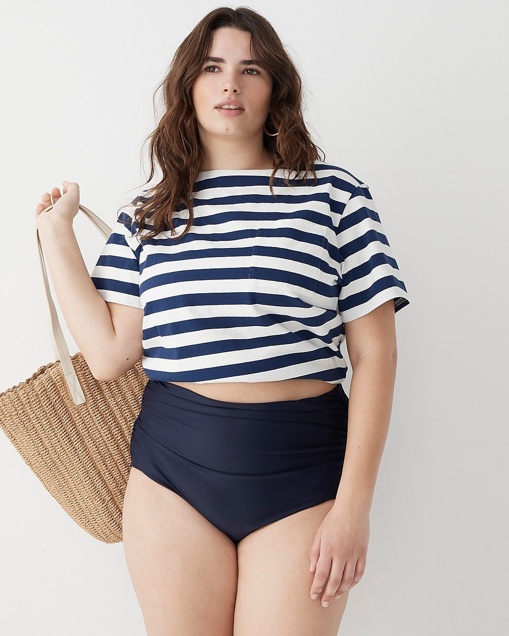 Ruched high-rise full-coverage bikini bottom | J. Crew US
