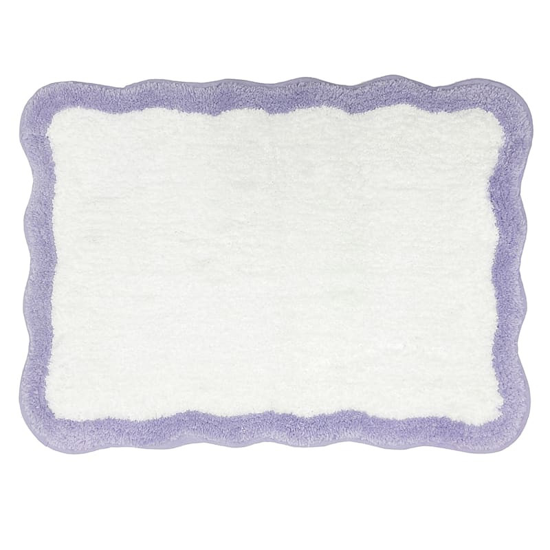 Tiny Dreamers Lavender Scalloped Border Bath Rug, 17x24 | At Home