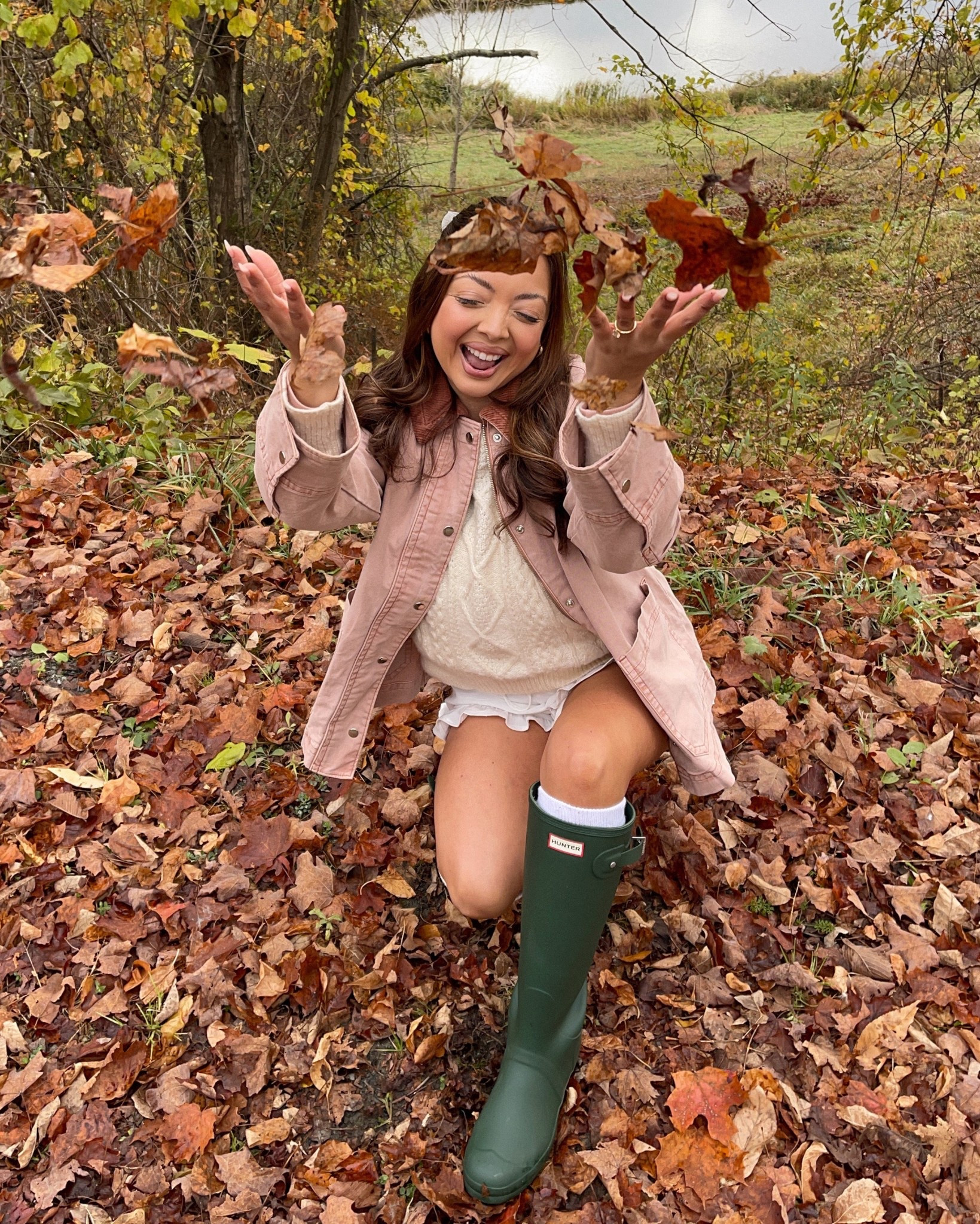 Fall outfit idea, barn jacket, rain boots, rain boots outfit, knitted sweater, fall fashion 

#LTKStyleTip #LTKSaleAlert #LTKFindsUnder100