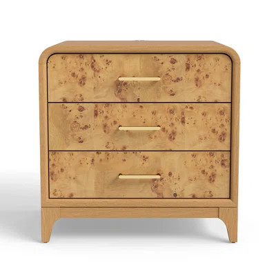 Adden Burl Wood 3-Drawer Nightstand | Wayfair North America