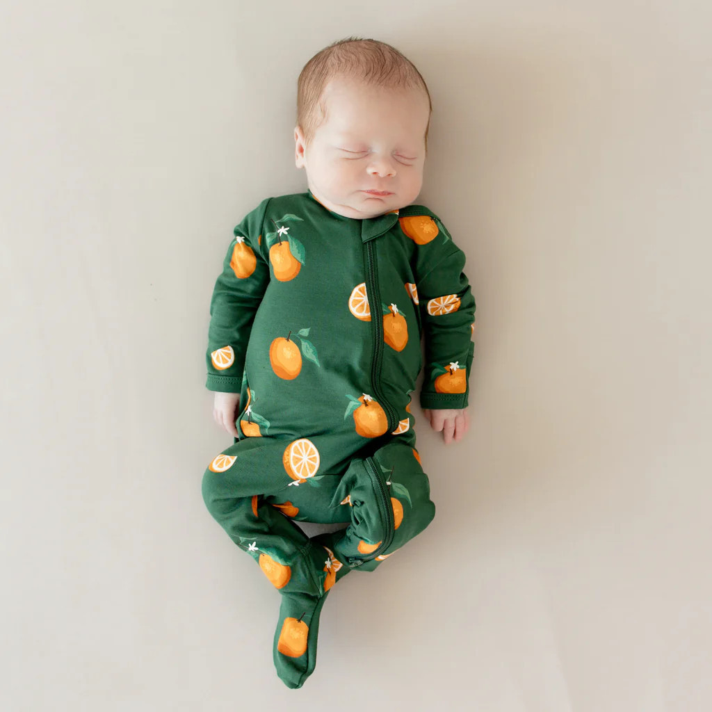 Zippered Footie in Orange | Kyte BABY