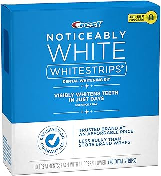 Crest 3D Whitestrips, Noticeably White, Teeth Whitening Strip Kit, 20 Strips (10 Count Pack) | Amazon (US)
