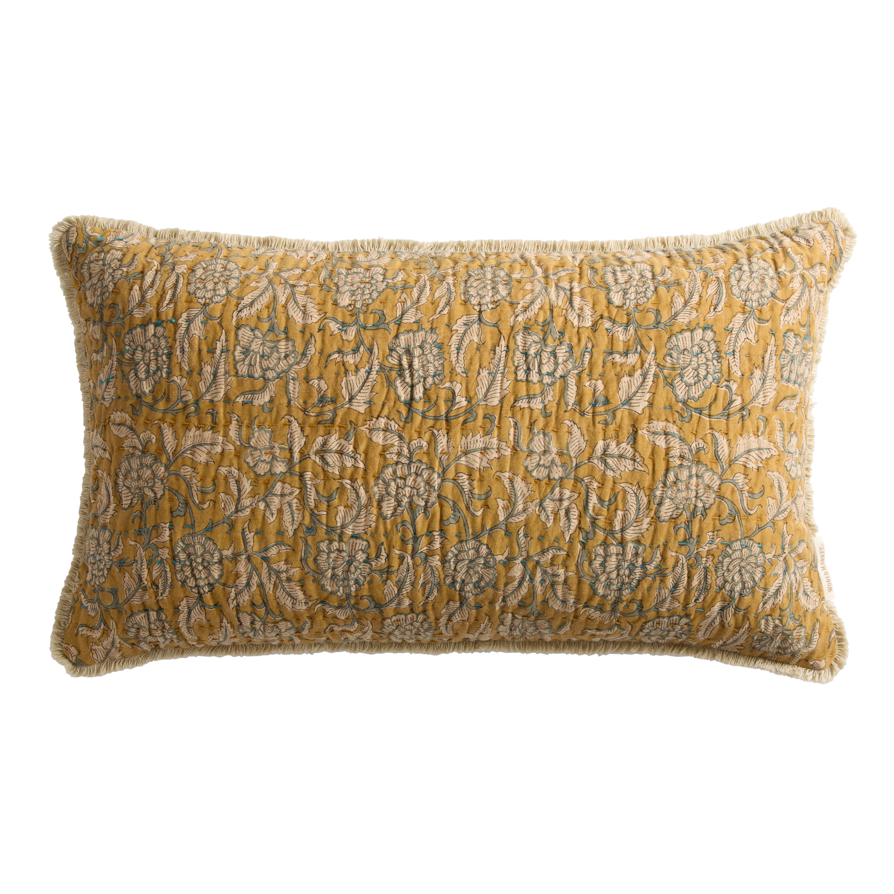 Floral Block Print Lumbar Pillow | World Market