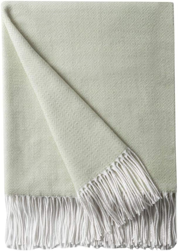 BOURINA Decorative Diamond Lattice Faux Cashmere Fringe Throw Blanket Lightweight Soft Cozy for B... | Amazon (US)