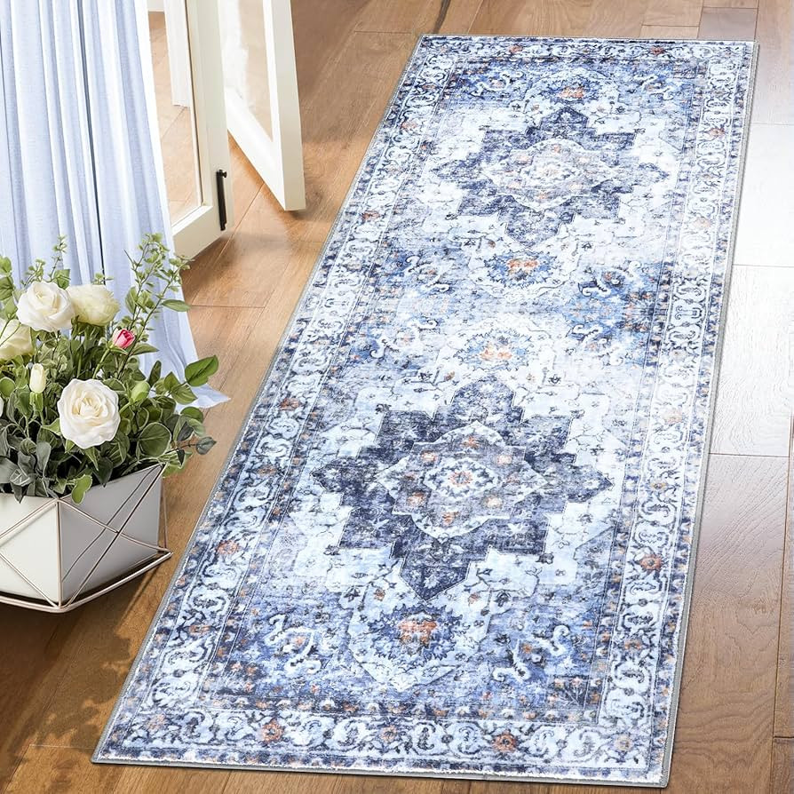 COMSLE Boho Runner Rug, 2x6 Washable Rugs for Hallway Faux Wool Small Throw Rug Distressed Kitche... | Amazon (US)