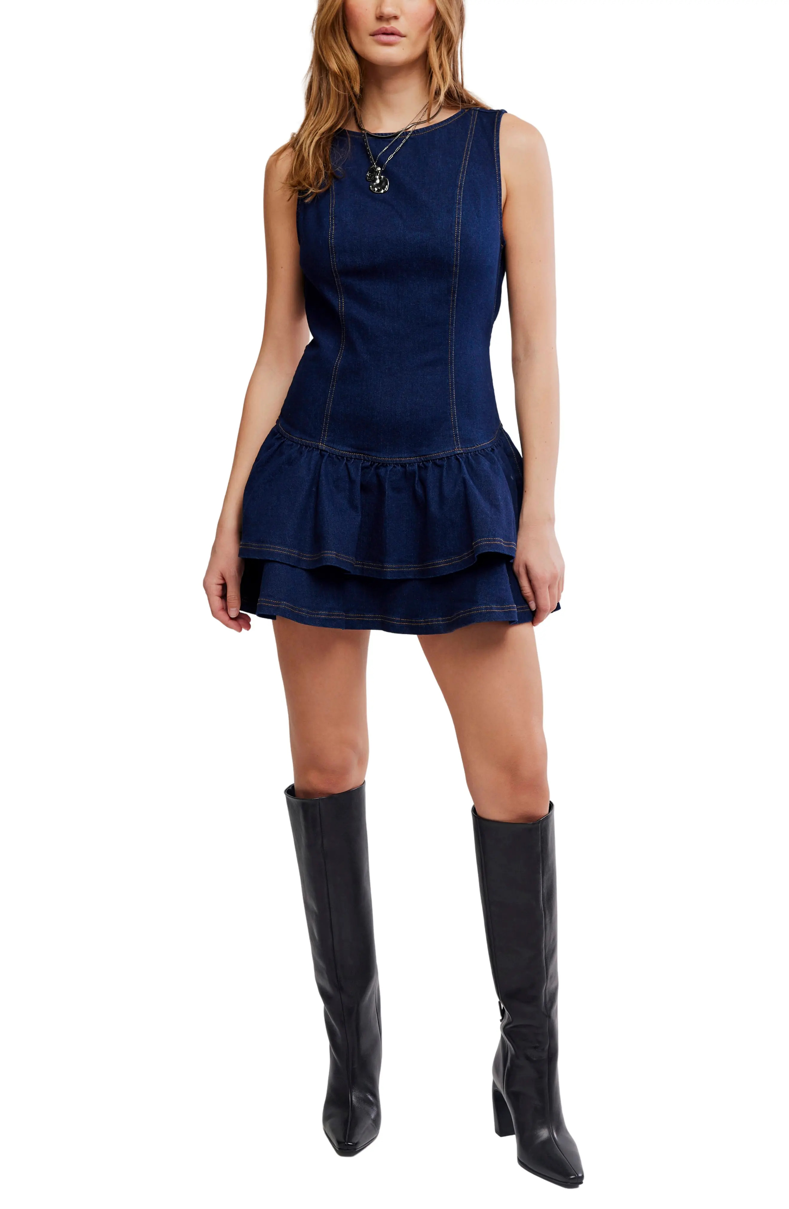 Free People Slow Burn Denim Minidress (Women) | Nordstrom | Nordstrom