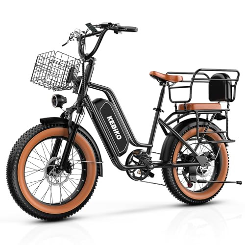 Electric Bike for Adults, 20"x 4" Fat Tire 35MPH Cargo Ebike with Seat, 1450W Peak 2 Seater Commu... | Amazon (US)