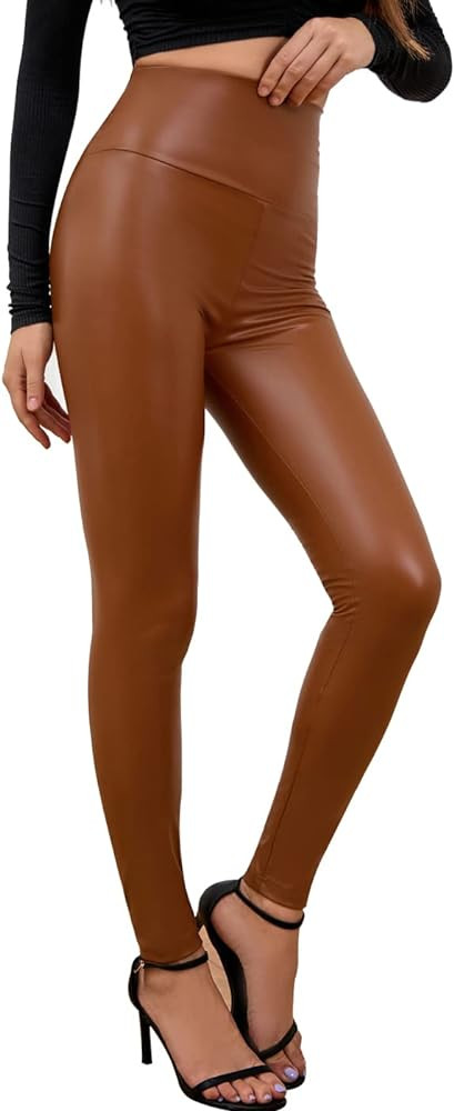 Everbellus Sexy Womens Faux Leather High Waisted Leggings | Amazon (US)