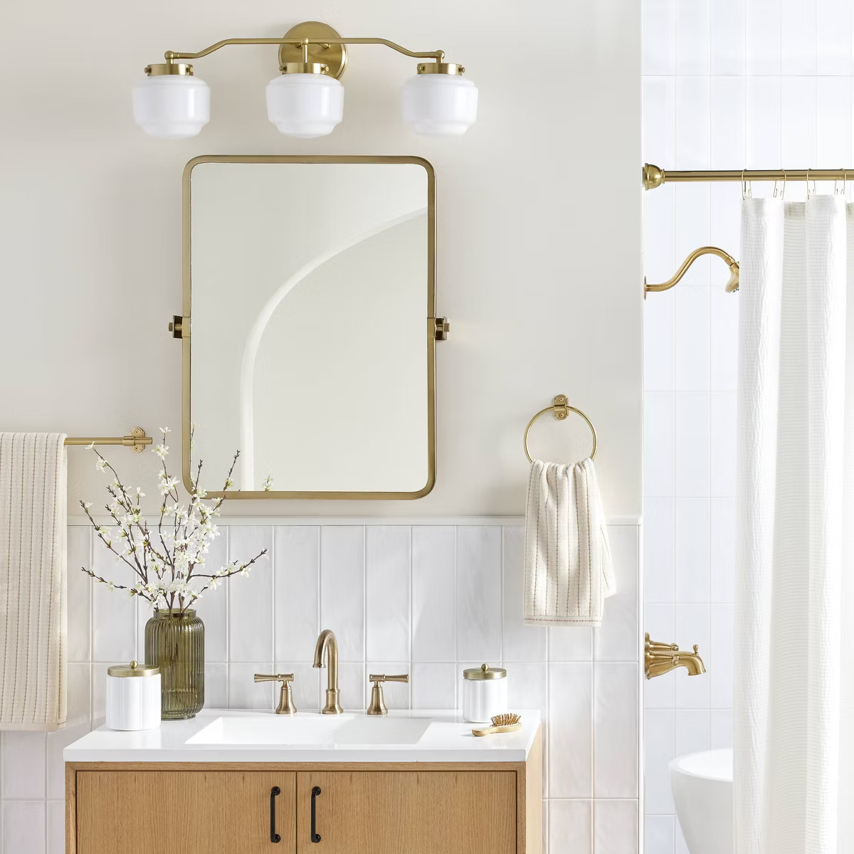 22"x30" Rectangular Bathroom Vanity Pivot Mirror Brass Finish - Hearth & Hand™ with Magnolia: W... | Target