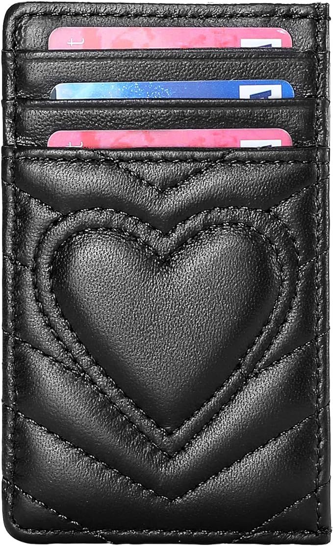Quilted Leather Card Holder Wallet with RFID Blocking | Amazon (US)