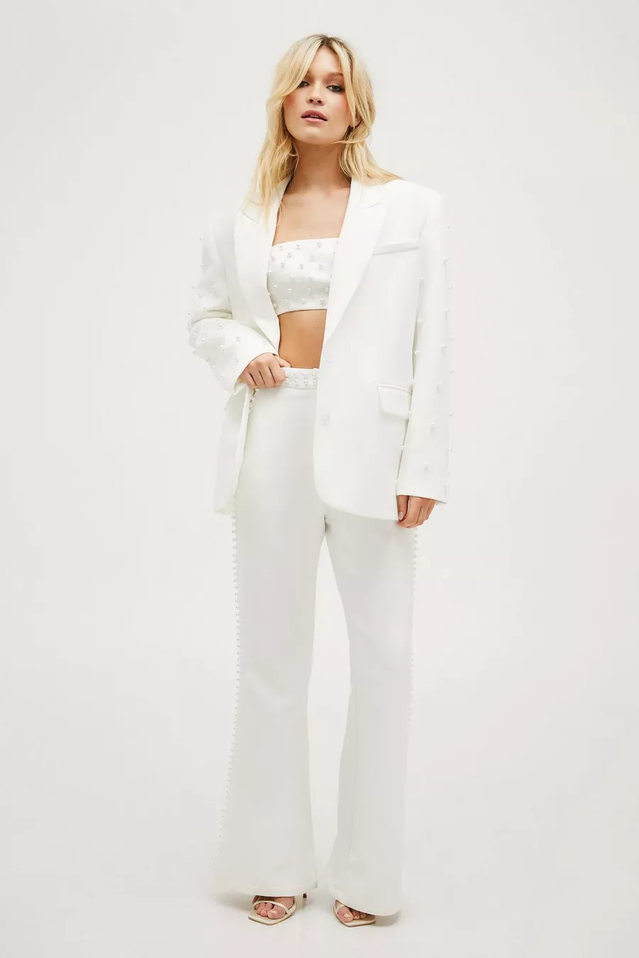 Premium Pearl Embellished Blazer | Nasty Gal US
