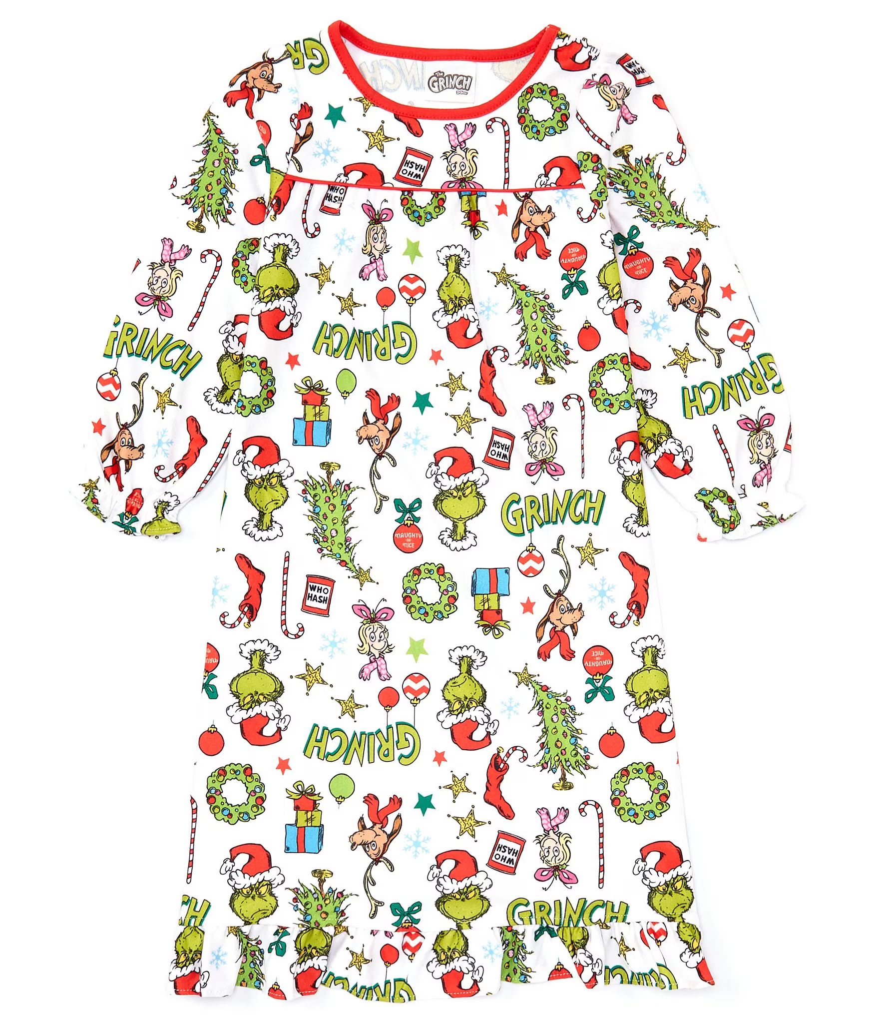 Little Girls 2T-4T Long Sleeve Grinch Christmas Gown | Dillard's