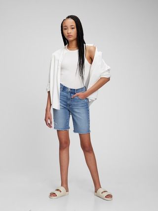 High Rise Denim Bermuda Shorts with Washwell | Gap (US)