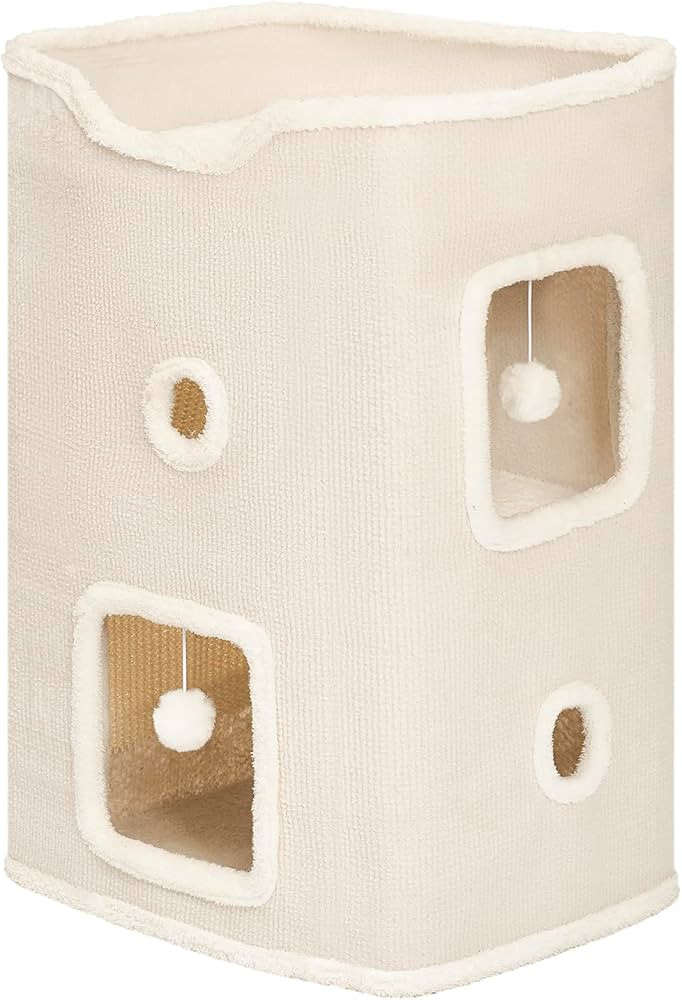 Cat Beds for Indoor Cats, Upgraded Wide Cat House & Condo 2-Story, Cat Bed Cave with Stable Frame... | Amazon (US)