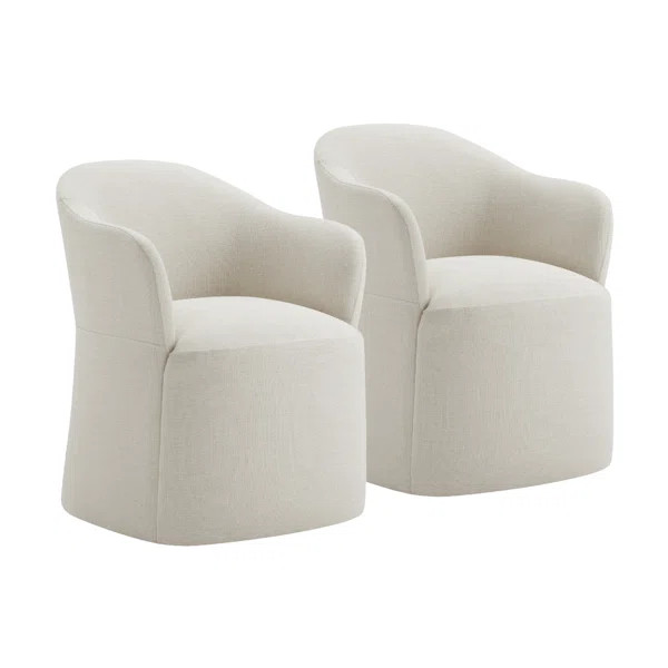 Janina Upholstered Back Arm Chair With Caster (set Of 2) | Wayfair North America
