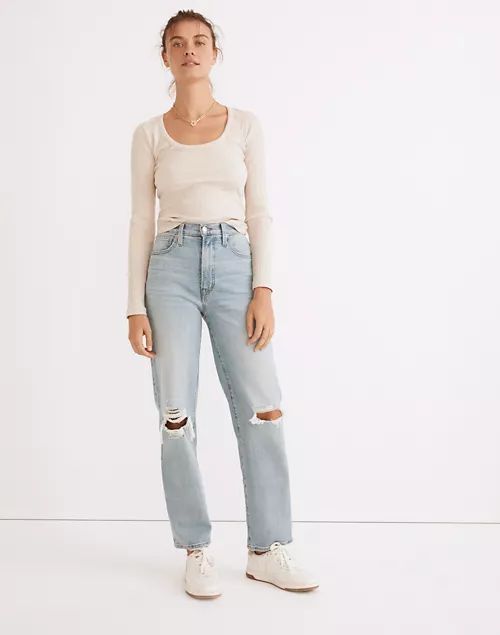 The Petite Perfect Vintage Straight Jean in Danby Wash: Knee-Rip Edition | Madewell