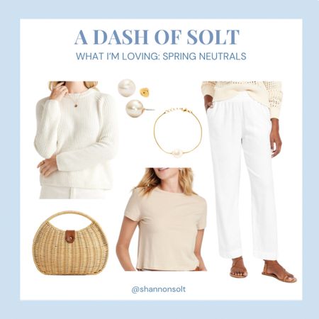 Feeling inspired by some classic spring neutrals 🤍🐚

Vacation style, resort, neutral style, summer style, classic style, coastal style, preppy, pearls, preppy style, wide leg linen pants, beach sweater

#LTKSeasonal #LTKfindsunder100 #LTKstyletip