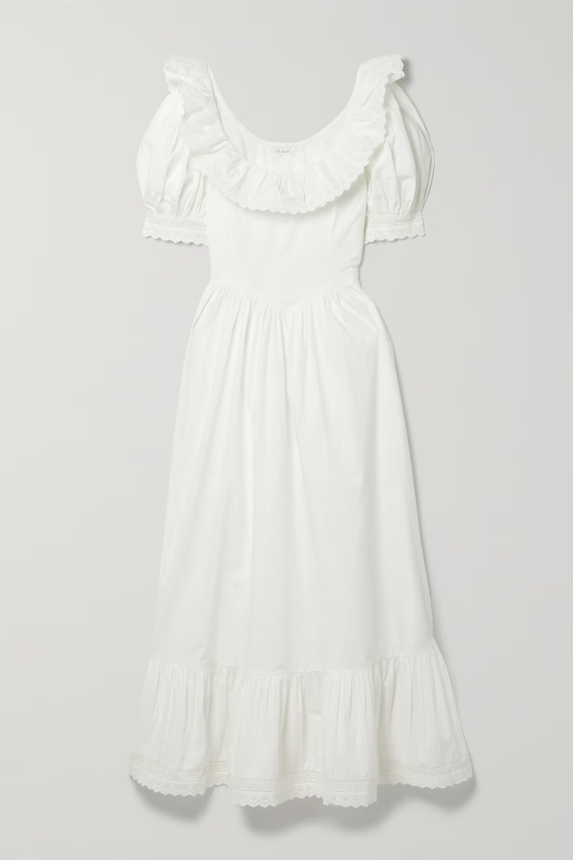 + NET SUSTAIN Lupine broderie anglaise-trimmed organic cotton-poplin maxi dress | NET-A-PORTER (US)