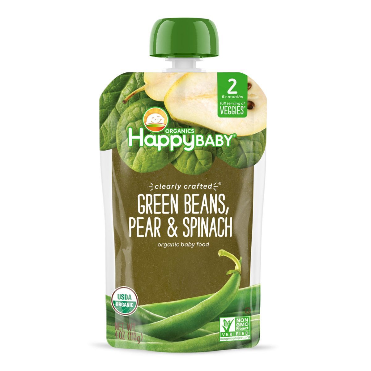 HappyBaby Clearly Crafted Green Beans Pears & Spinach Baby Food Pouch - 4oz | Target