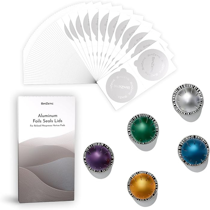 BinZetic\u00ae 100Pcs Aluminum Foil Seal Lids for Nespresso Vertuo Pods [62mm,Food-grade] Best su... | Amazon (US)