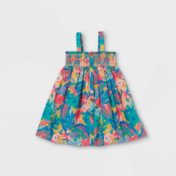 Toddler Girls' Floral Button-Front Smocked Tank Dress - Cat & Jack™ | Target