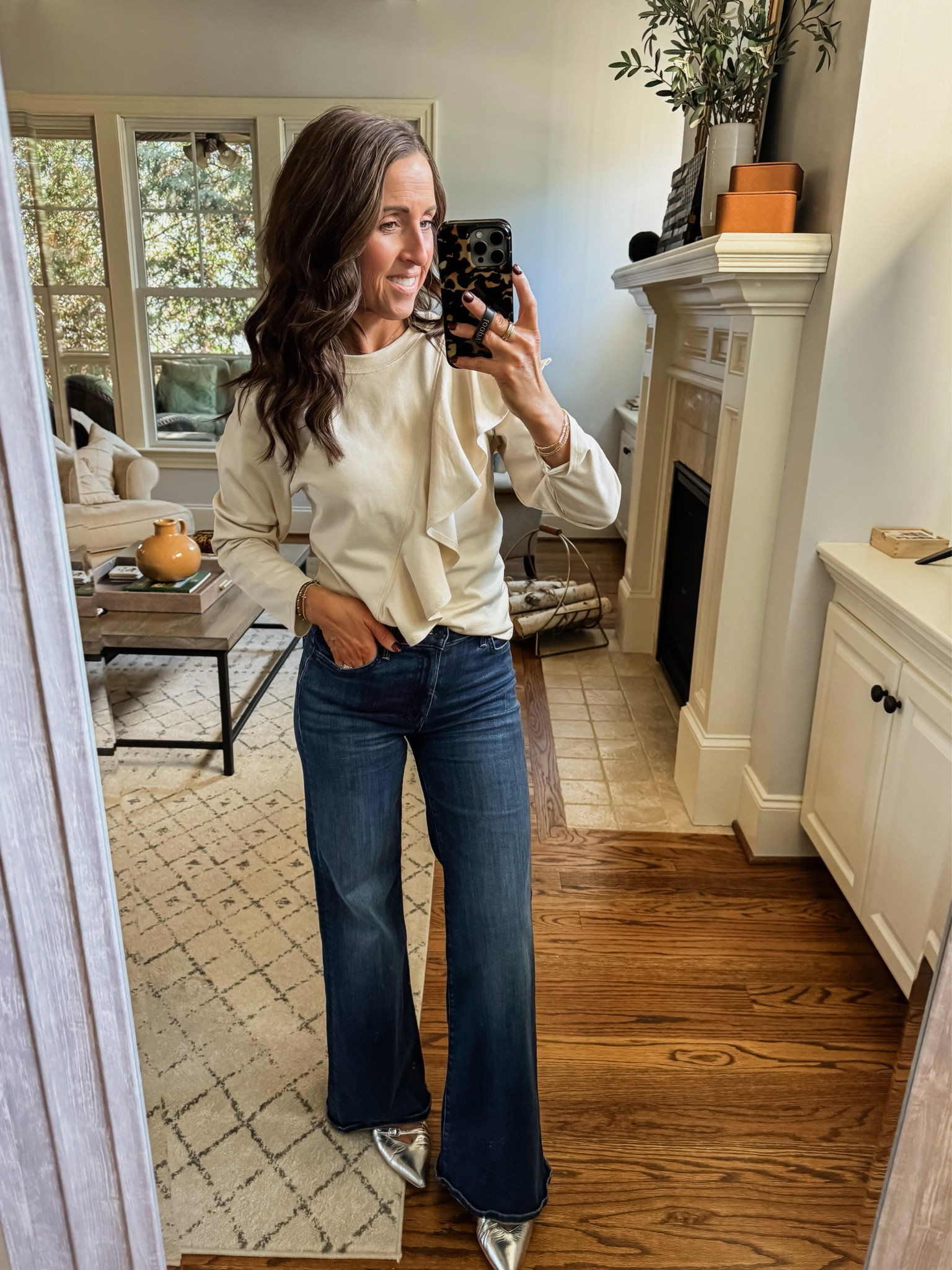 Asymmetrical ruffle top. Anthropologie. 
Size S

#LTKOver40 #LTKStyleTip #LTKSeasonal