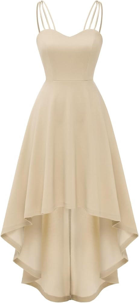 DRESSTELLS Women's Hi-Low Spaghetti Strap Dresses Summer Fit Flare Cocktail Wedding Guest Bridesm... | Amazon (US)