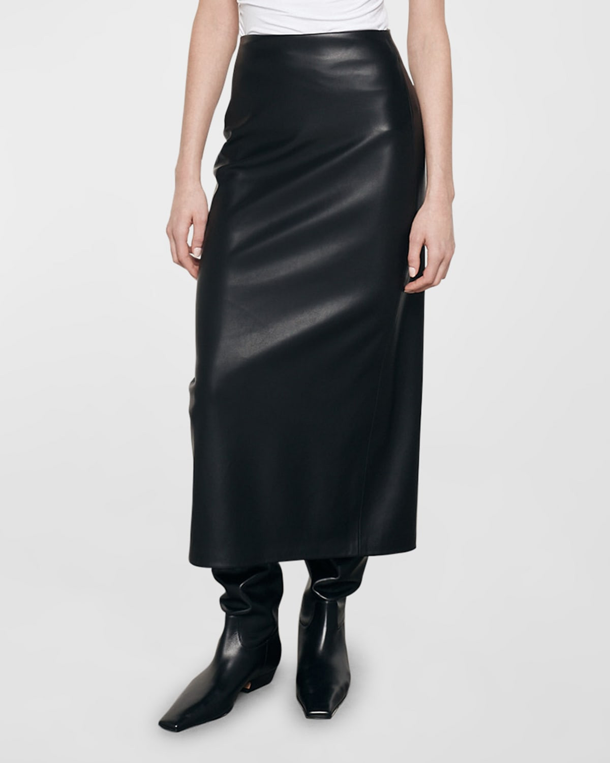 Ankle-Length Faux Leather Skirt | Neiman Marcus