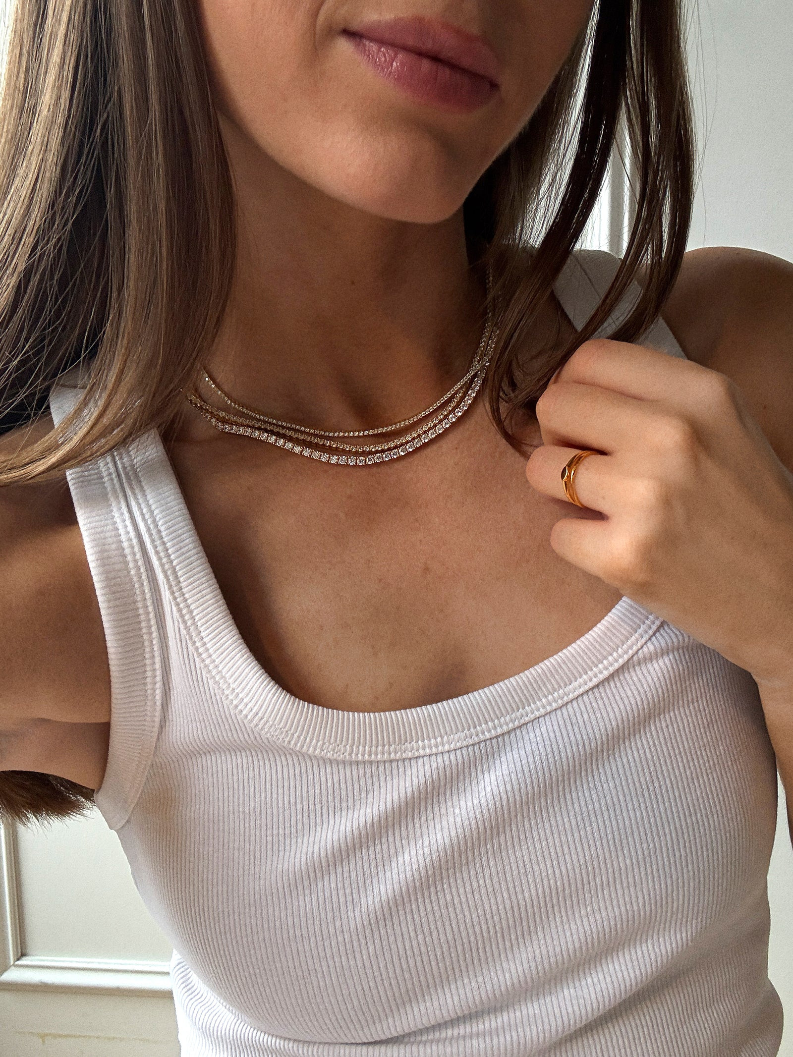 Billie 18K Gold Tennis Necklace - 18K Gold Plated Sterling Silver | BaubleBar