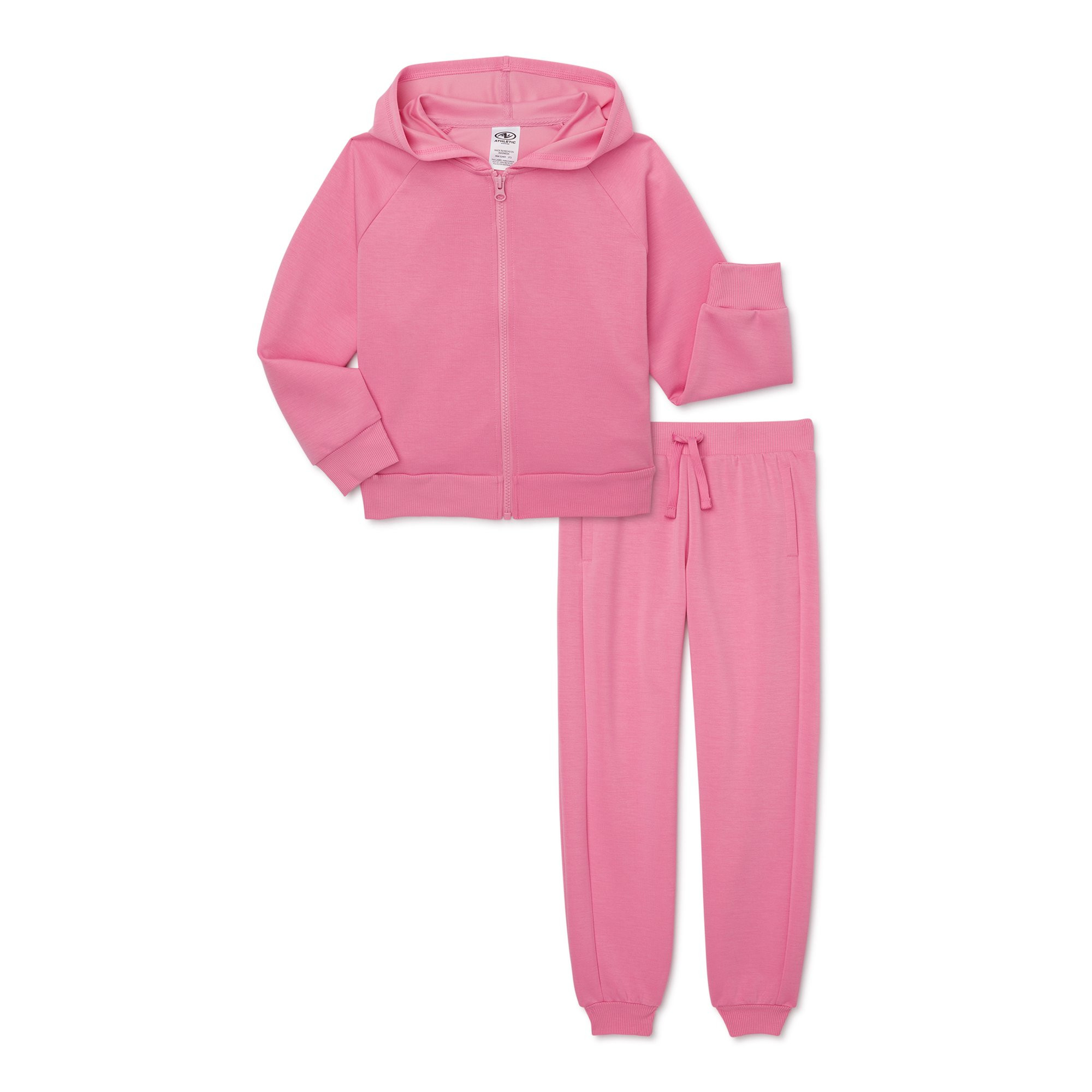 Athletic Works Girls Scuba Zip Hoodie and Joggers Set, Sizes 4-18 & Plus | Walmart (US)