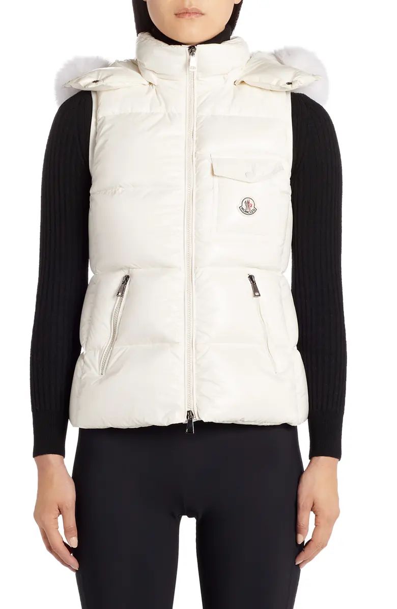 Moncler Balabio Water Resistant Down Puffer Vest with Removable Genuine Fox Fur Trim Hood | Nords... | Nordstrom
