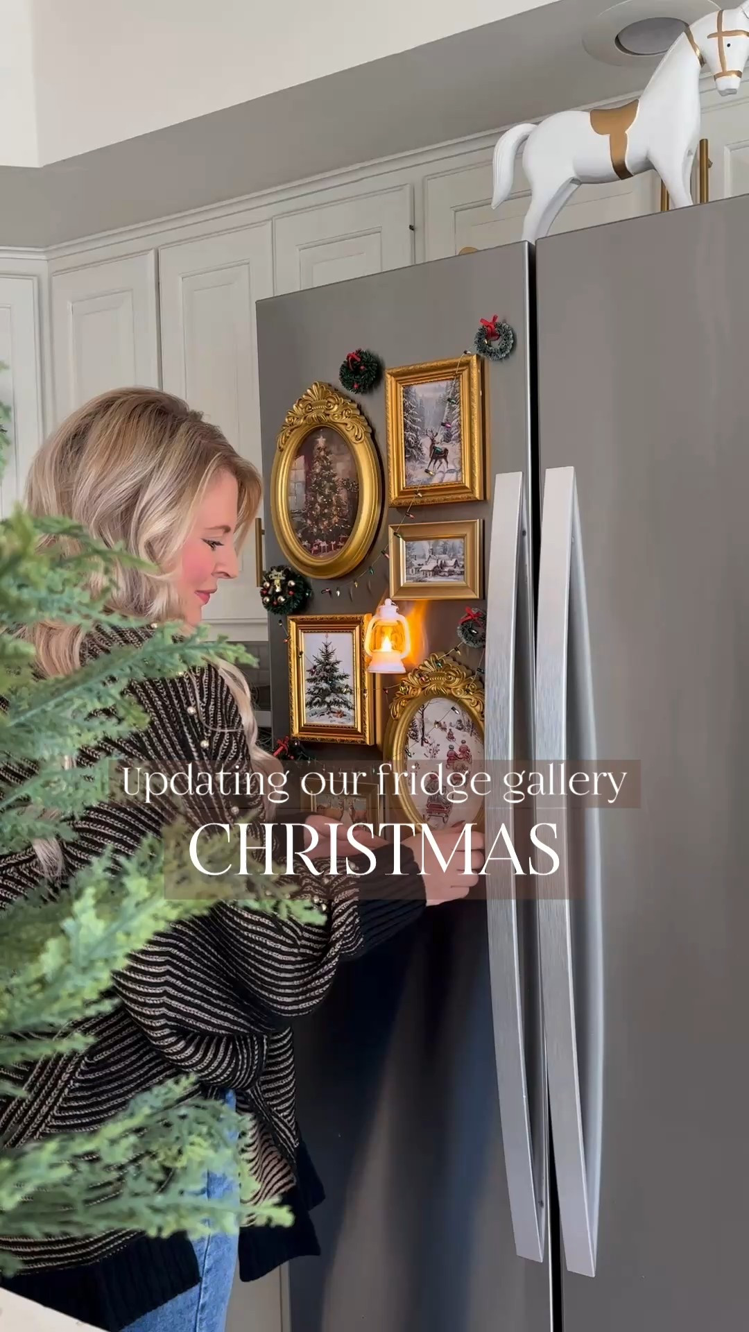 I decorating our fridge for the holidays! This one is by far my favorite! Shop items used below! #diychristmas #christmashomedecor 