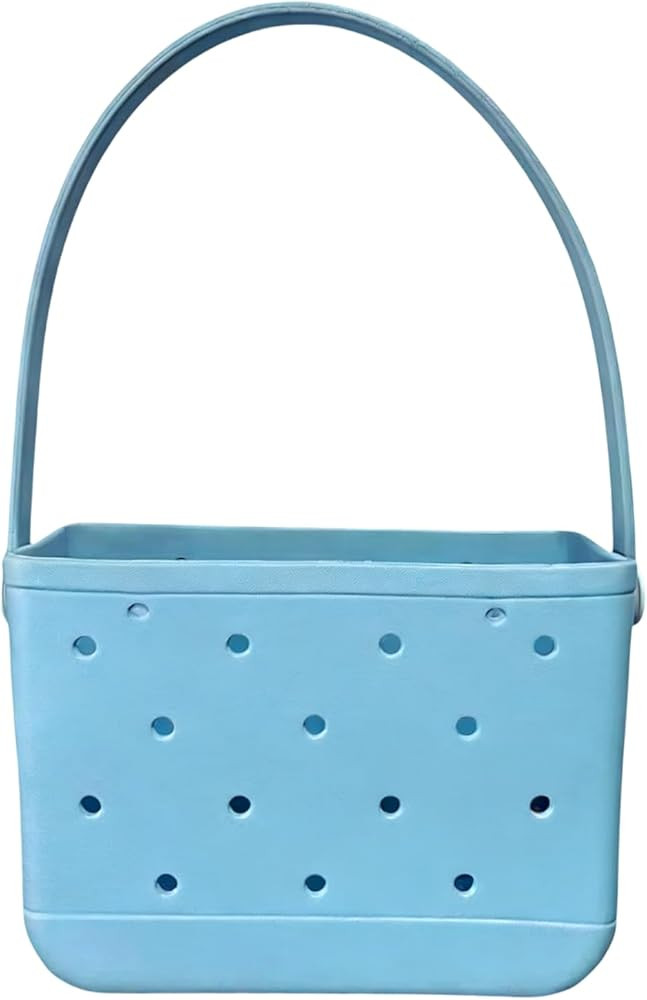 Small Rubber Beach Tote Bag, Open Top Portable Outdoor Travel Bag for Beach Picnic Pool Outings | Amazon (US)