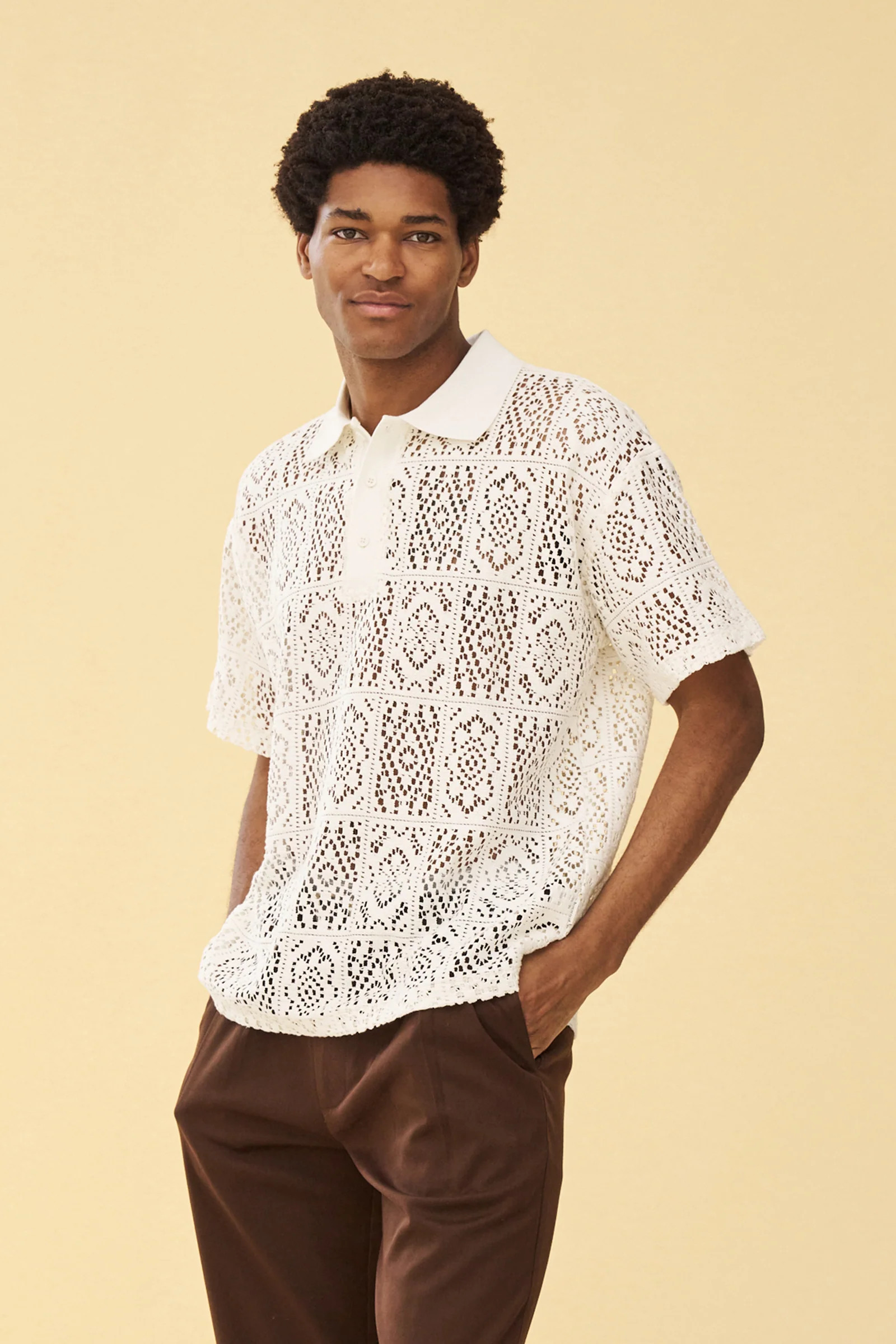 PIAZA LACE POLO - OFF WHITE | Bound UK